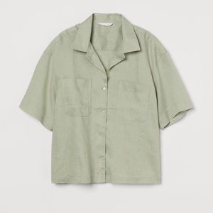 H&M Sage green short sleeve button up